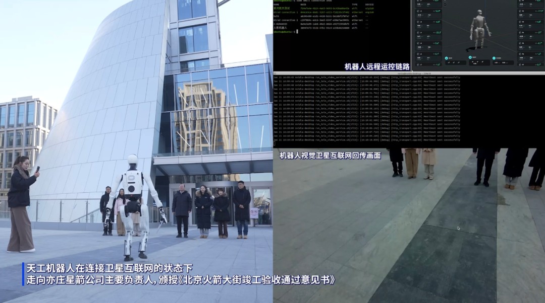 北京人形机器人创新中心研发的 “具身天工” 机器人直连低轨卫星试验